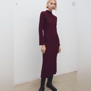 Mango Midaxi Sweater Dress in Deep Red
